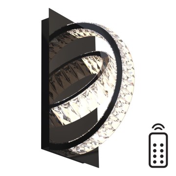 Zuma Line - LED Ljusreglerad kristall vägglampa LED/18W/230V 2700-6000K svart + fjärrkontroll