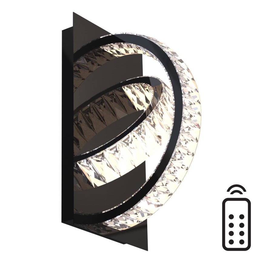 Zuma Line - LED Ljusreglerad kristall vägglampa LED/18W/230V 2700-6000K svart + fjärrkontroll