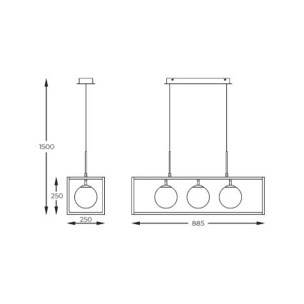 Zuma Line - LED-lampa i kabel 3xG9/3,5W/230V + LED/33W 2700-6000K + fjärrkontroll