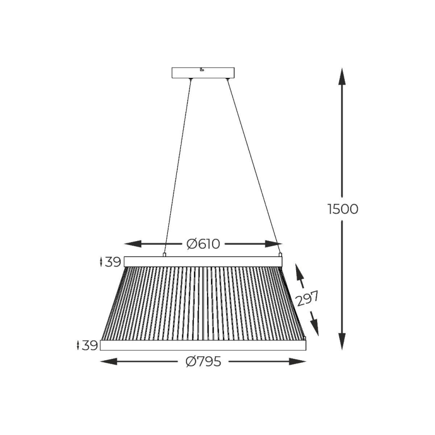 Zuma Line - LED ljusreglerad ljuskrona på textilsladd LED/53W/230V 2700-6000K svart + fjärrkontroll