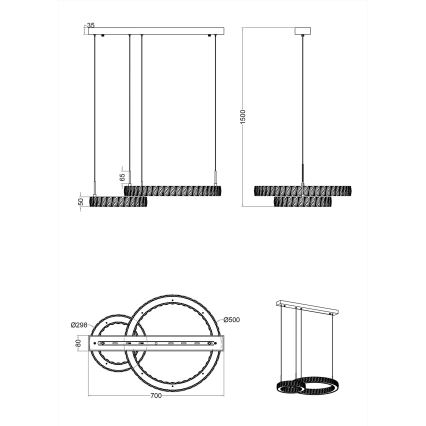 Zuma Line - LED-ljuskrona på vajer LED/36W/230V roséguld