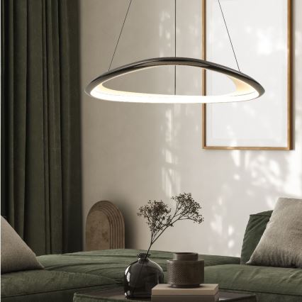 Zuma Line - LED ljusreglerad ljuskrona på textilsladd LED/34W/230V 3000K svart skinande krom