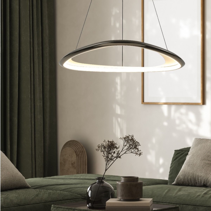 Zuma Line - LED ljusreglerad ljuskrona på textilsladd LED/34W/230V 3000K svart skinande krom