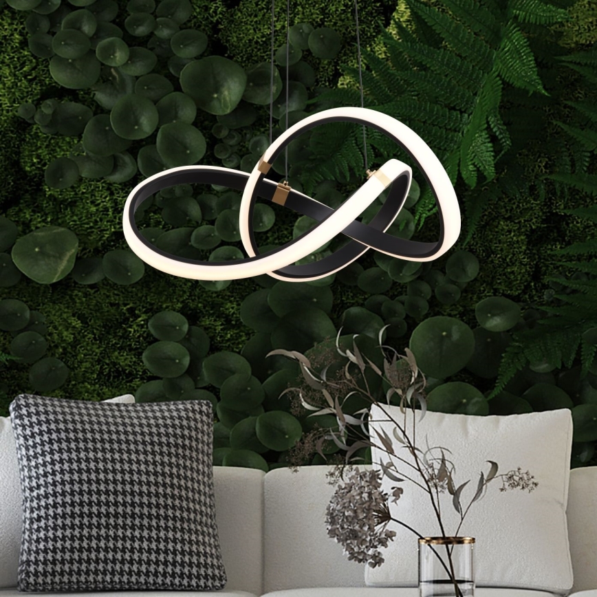 Zuma Line - LED ljusreglerad ljuskrona på textilsladd LED/44W/230V svart/guld