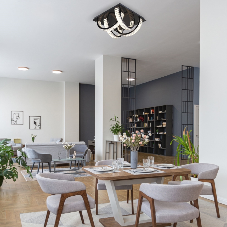 Zuma Line - LED Ljusreglerad taklampa i kristall LED/23,5W/230V 2700-6000K svart + fjärrkontroll