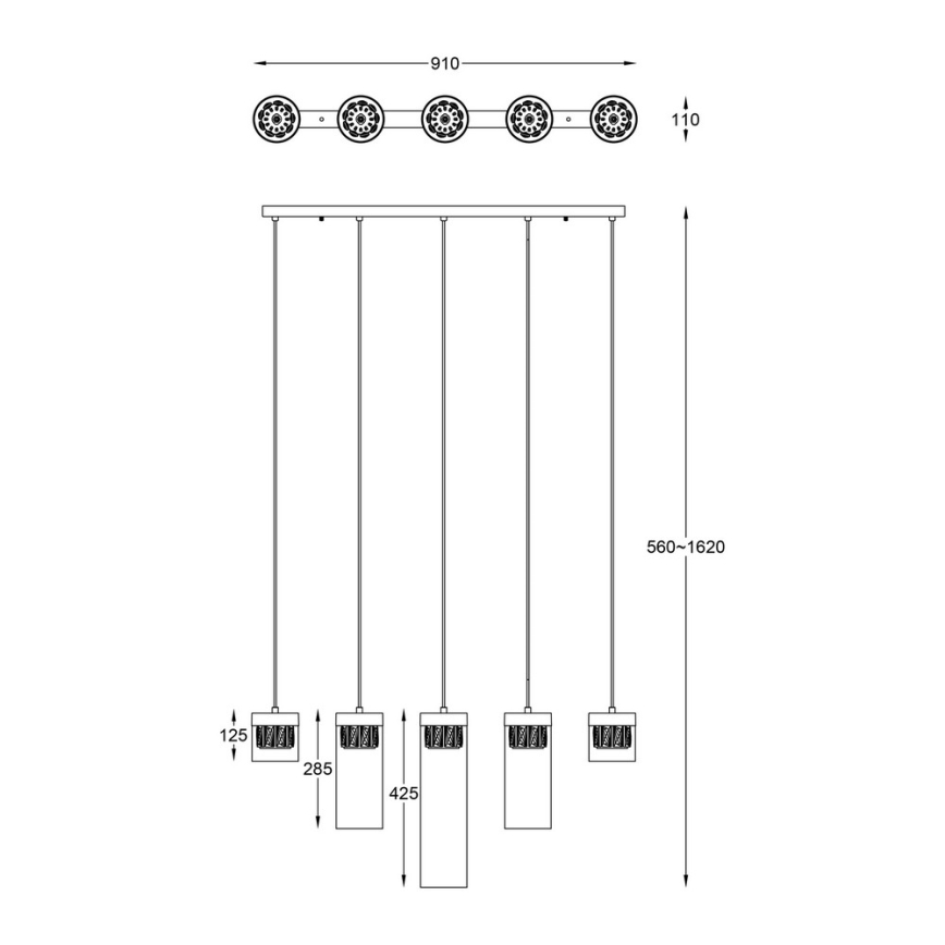 Zuma Line - Kristall Ljuskrona på ett band  5xG9/28W/230V