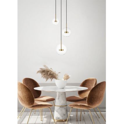 Zuma Line - LED ljuskrona med textilsladd 3xLED/5W/230V guld