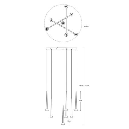 Zuma Line - LED-taklampa på vajer 7xLED/6W/230V svart/guld