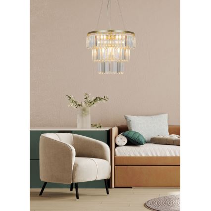 Zuma Line - Kristallkrona med textilsladd 4xE14/40W/230V guld