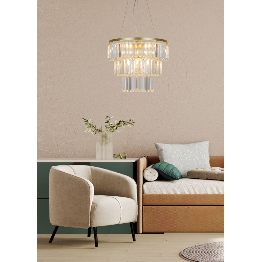 Zuma Line - Kristallkrona med textilsladd 4xE14/40W/230V guld