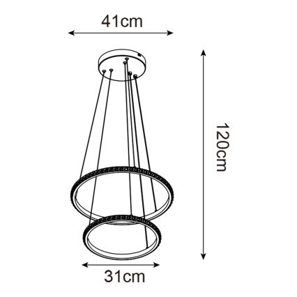 Zuma Line - LED ljuskrona med textilsladd RIDE LED/22W/230V + LED/14W diameter 41 cm svart