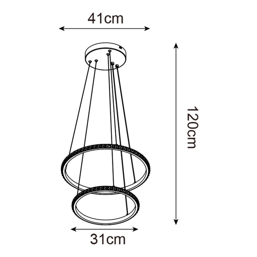 Zuma Line - LED ljuskrona med textilsladd RIDE LED/22W/230V + LED/14W diameter 41 cm svart