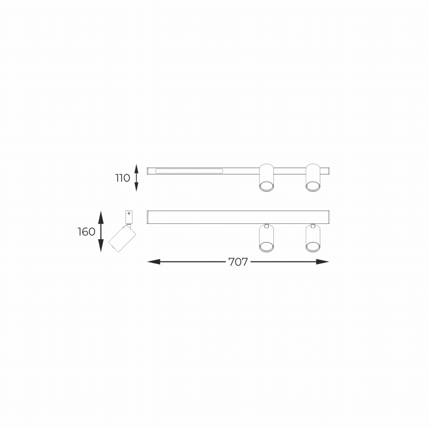 Zuma Line - LED väggspotlight 2xGU10/5W/230V + LED/8W svart