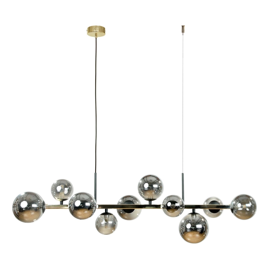 Zuma Line - Taklampa på vajer 10xG9/8W/230V guld/rökig svart
