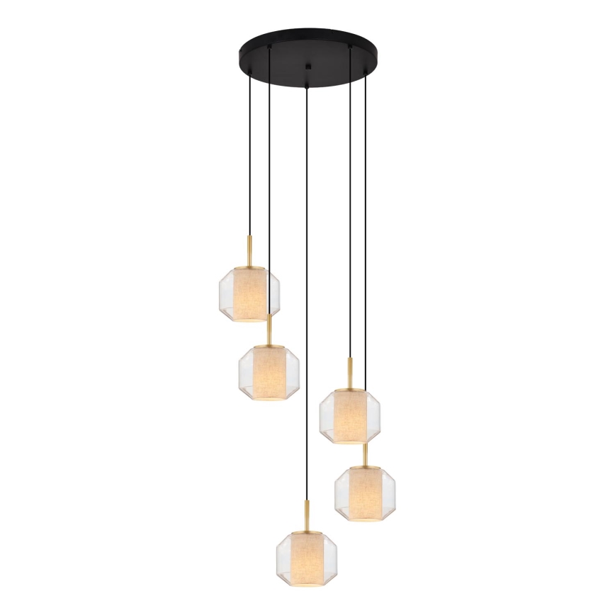 Zuma Line - Taklampa på vajer 5xE27/25W/230V Ø 73 cm guld/svart