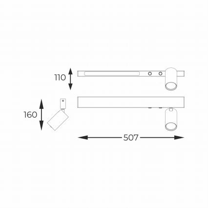 Zuma Line - LED väggspotlight 1xGU10/5W/230V + LED/8W svart
