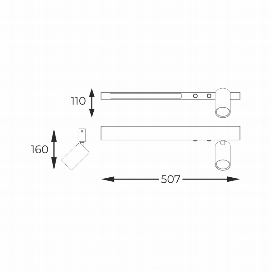 Zuma Line - LED väggspotlight 1xGU10/5W/230V + LED/8W svart