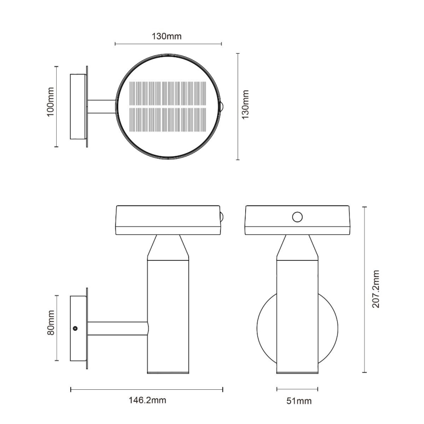 Zuma Line - LED Solcell vägg lampa med en rörelse- och skymningssensor LED/4,5W/2000 mAh IP44 svart