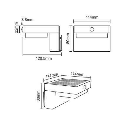 Zuma Line - LED Solcellsvägglampa med rörelse- och skymningssensor LED/4,5W/2000 mAh IP44 svart